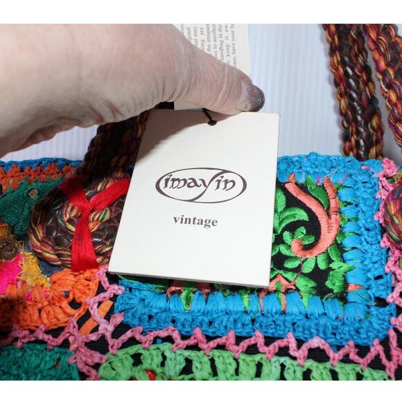 Imayin Bolso Jaffna Embroidered Patchwork Handle Crossbody Tote Colorful NWT - Picture 15 of 15